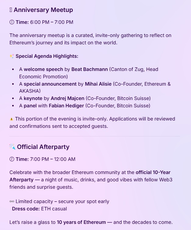 Ethereum 10Y Anniversary Zug