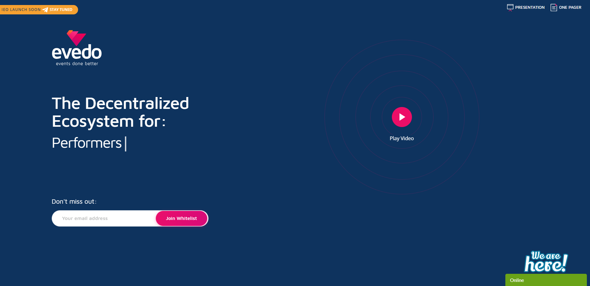Evedo main page