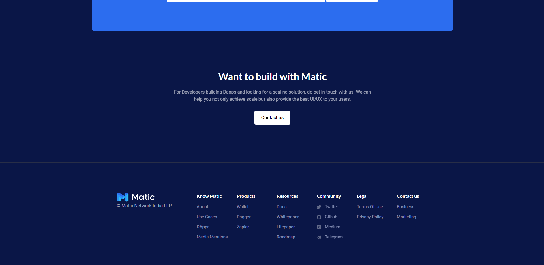Want to build with Matic, contacts